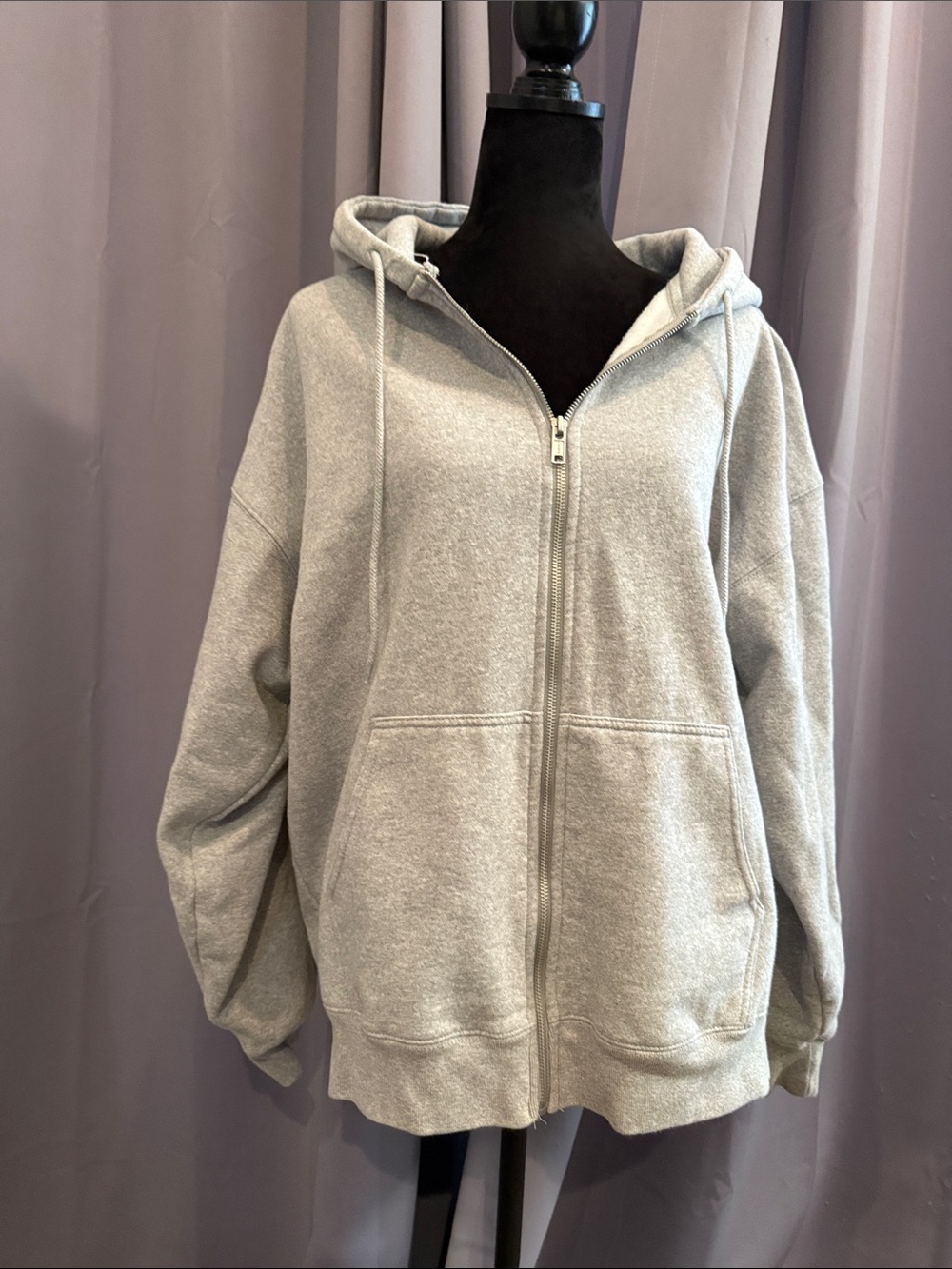 John Galt Light Gray Zip-Up Heavy Hoodie zipper Jacket - Women